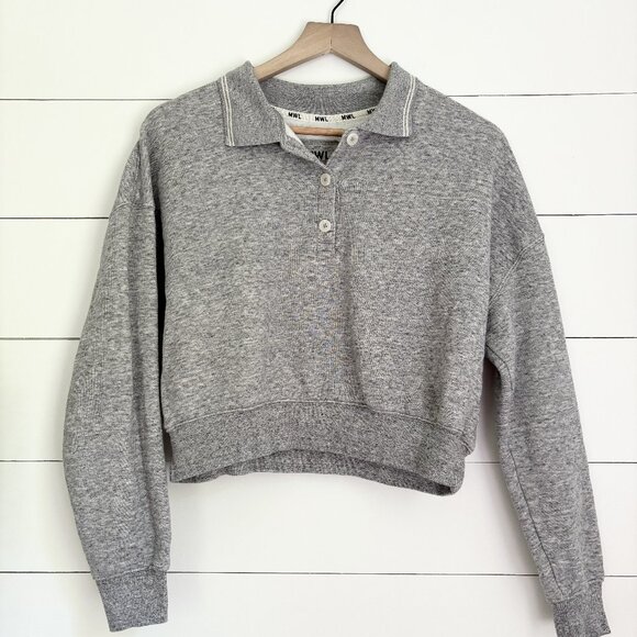 Madewell make weekends longer (MWL) grey shorter style sweatshirt - Picture 1 of 3